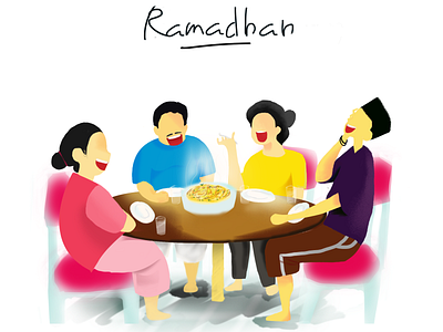 Mighty Ramadhan breakfast dinner family portrait family tree fasting illustration illustration art islam ramadhan