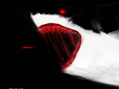 Great Redwhite Shark digital painting metalhead ocean painting redeye scary scream sea shark sharks thriller wall print