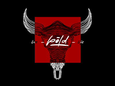 Be Bold brush cow lettering line art music album pentagram red skull typograph