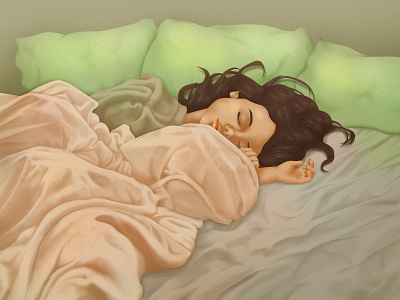 Sleeping girl bed design digital illustration girl illustration sleep sleeping woman