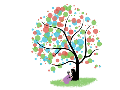 Tree illustration illustrator reading tree vector