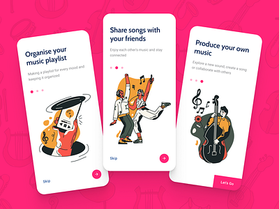 Onboarding concept of music app