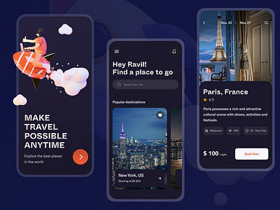 Hotel Booking App 3d app booking clean design graphic design hotel travel ui ux