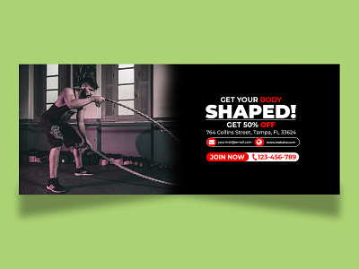 Fitness & Gym Facebook Cover ads ads banner banner ad banners branding design facebook cover fitness gym social media banner travel web banner web banners workout
