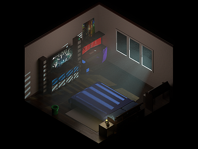 Isometric room 3d blender isometric light volumetric