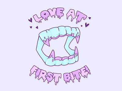 ♡ Love at first bite! ♡ girl boss halloween party horror art horror illustration modern witch pastel pastel goth spooky vampire teeth vector witch art
