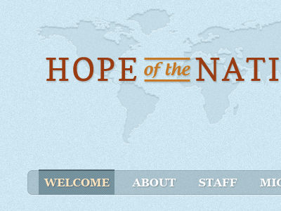 HOPE blue brown navigation orange texture web design