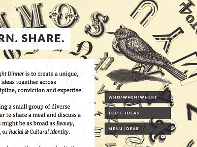 Little Birdy Told Me black and white illustration typography vintage web design