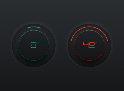 Skeumorphic Thermostat Rebound 3d app branding dailyui design flat minimal neumorphic redesign simple simple design sketch skeumorphic ui vector