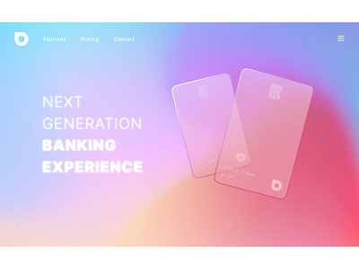 Frosted Glass Landing Page 2021 banking blur blurry card clean clean ui design finance glass glassmorphism glassy gradient landing minimal simple simple design ui web web design