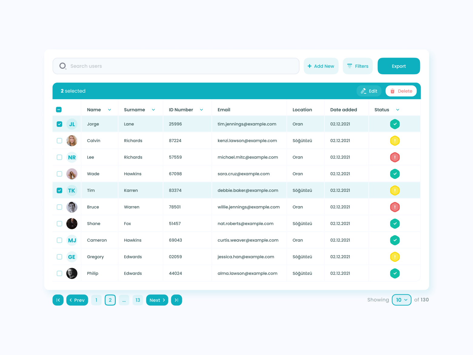 Data Table UI by Kerem Balku on Dribbble