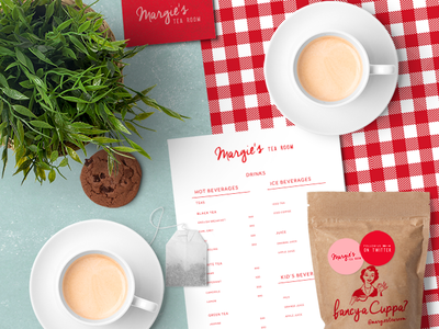 Margie's Tea Room branding design illustration retro typography