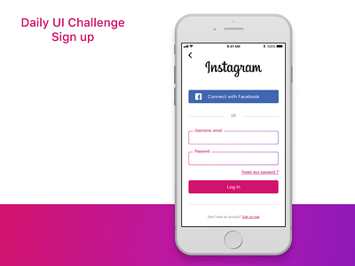 Daily UI Sign Up adobe xd instagram photoshop ui deisgn