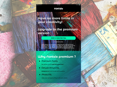 Fontsie Paywall ios sketch app ui deisgn