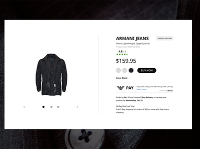 Single Product armani dailyui desktop design jacket payment product page single product webdesign