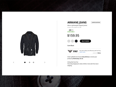 Single Product armani dailyui desktop design jacket payment product page single product webdesign