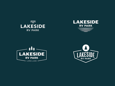 Lakeside evergreen lake logo logotype long lake minnesota rv summer water