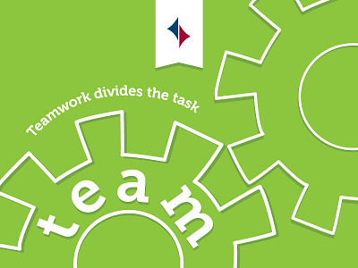 Teamwork gears green illustration inspirational poster quote teamwork