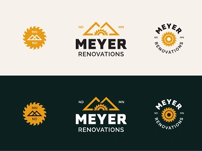 Meyer Reno carpentry construction contractor home renovation logo saw