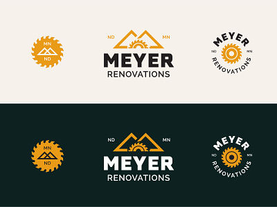 Meyer Reno carpentry construction contractor home renovation logo saw