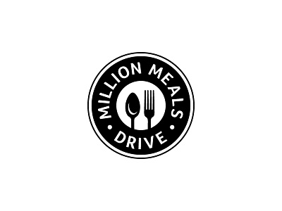 Million Meals Drive black and white circle food drive logo mark non profit