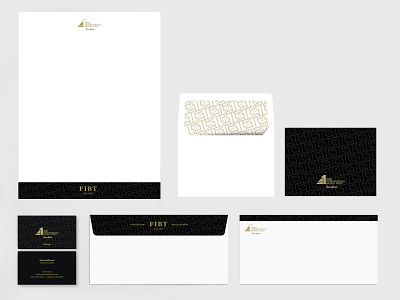 FIBT Private Banking Stationery black and gold blind impression foil stamp stationery stationery design