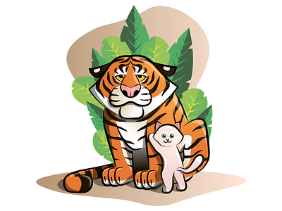 Me and my kitty ^-^ animal art cat hi dribbble illistrator illustration kitty plant sheet tiger