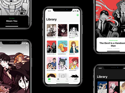 Webtoon • Series animation app art book button comics cover dark mode header illustration interaction ios iphone native navigation webtoon