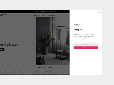 Every • Awards (Desktop) button close gray link login overlay pink sidebar white