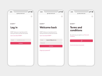 Every • Awards (Login screens) app button gray header iphone link loading login logo mobile pink process web app web application