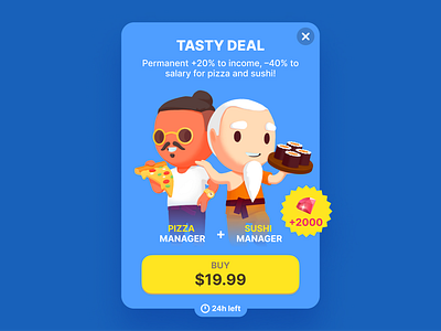 Food Park • Tasty deal blue button food game inapp manager mobile mobile game popup promo purchase yellow