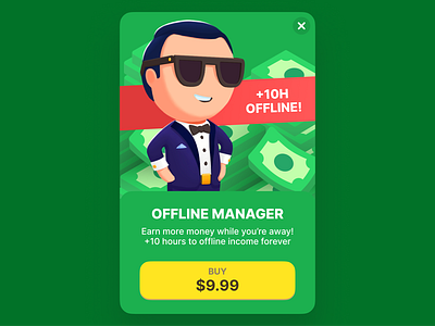 Food Park • Offline manager button cash game glasses green inapp manager mobile mobile game modal popup price purchase red yellow