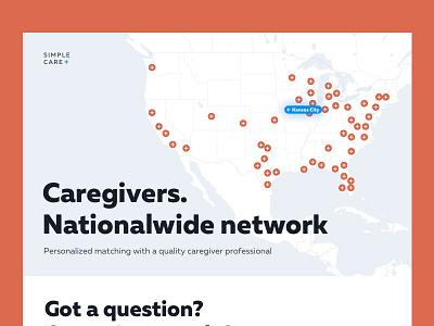Simple Care • Above the Fold city map medicine minimal page plus search ui ux