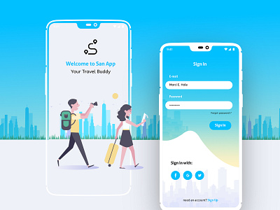 Travel Ui adobe photoshop signin travel travelui ui welcome screen