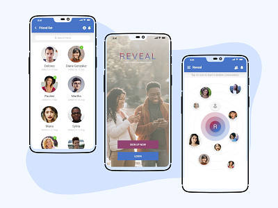 Reveal App chat app conversation app figma mobile app design random user app reveal uiux design