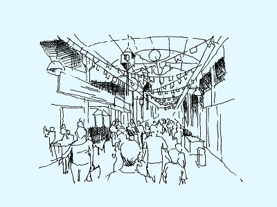 a marketplace drawing illustration