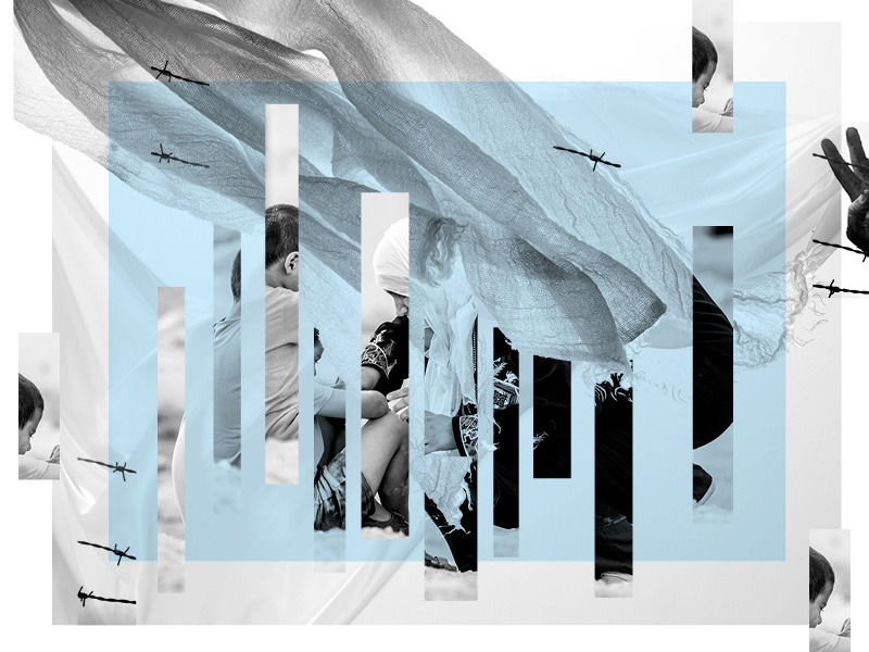 Peace Amongst Chaos illustration war refugee collage