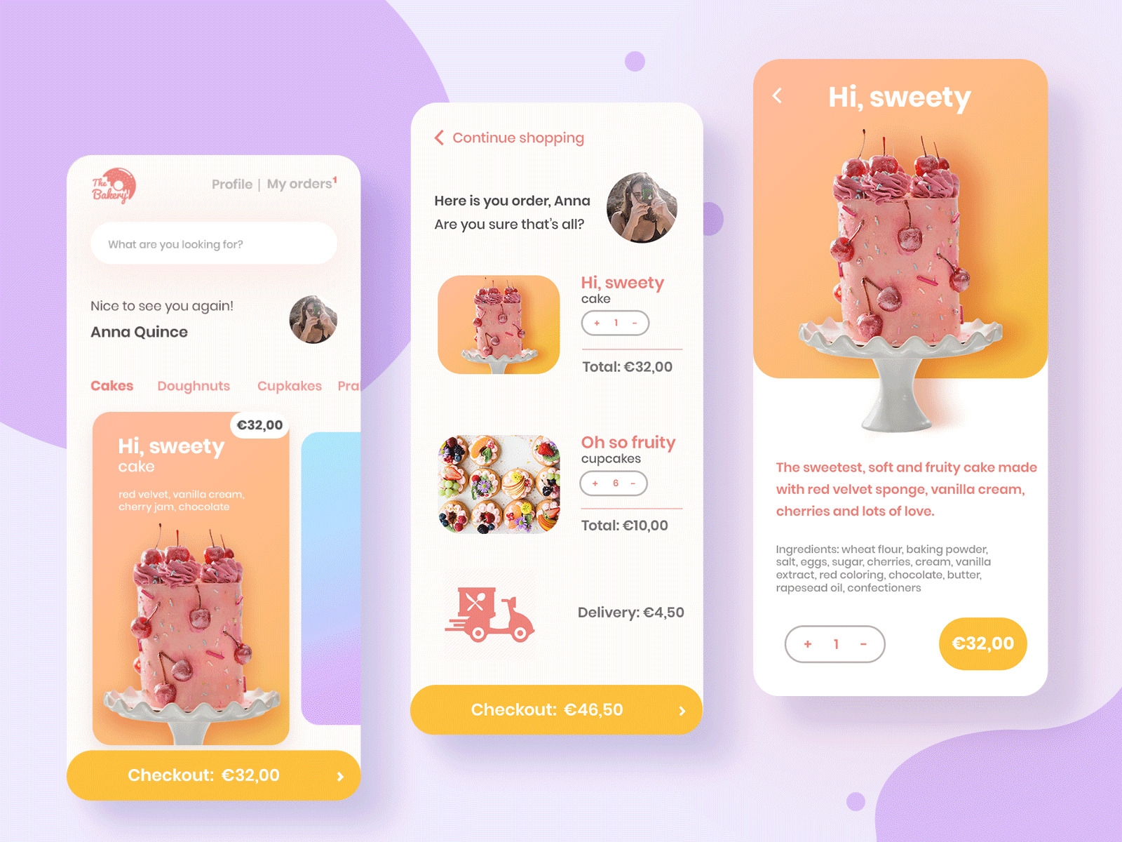 The Bakery app app design bakery cake design design app ecommerce mobile app mobile ui ordering ui uidesign user interface