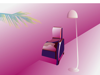креслорозовое architecture armchair color fun furniture illustration interior light neon neon light vector