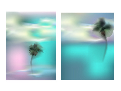 vector palma beautiful clouds design digital illustration light neon neon light ocean palm tree realistic sea sky summer vector