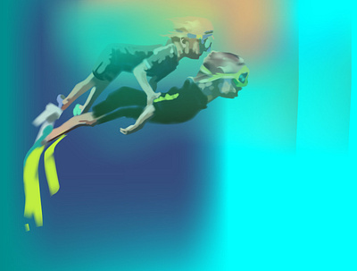 pl2 child design illustration kids light motion graphics neon neon light realistic swimmer swimming underwater vector