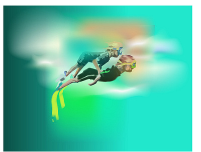 movie baby branding child design game illustration light neon neon light realistic swimming underwater vector