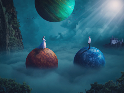 Planets away advertising composite edit graphic design photomanipulation photoshop planet