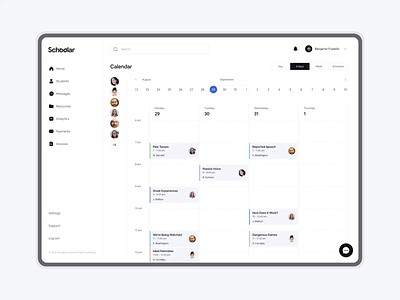 Schoolar – SMS Concept App ai animation artificial intelligence calendar charts chat classes dashboard data desktop goals learning management system netguru school sms students teacher tutors ui