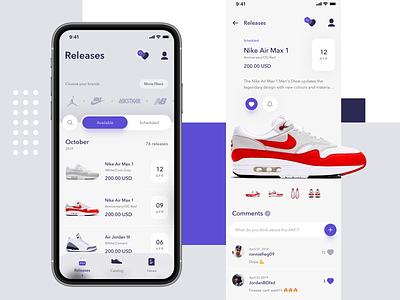 SneakersCrush App - Redesign 7ninjas cart ecommerce fashion interface listing minimal modern nike product product page reminder shoes shop shopping sneakers sports store streetwear uiux