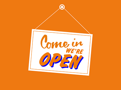 Opening day ! blue etsy handtype lettering opening orange shop