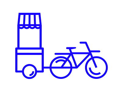 La Charrette bicycle bike blue crowdfunding flat illustration mobile device screenprinting silkscreen vector