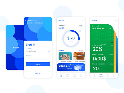 Savings app | GATHER adobe xd finance financial mobile money mongolia savings ui ulaanbaatar ux