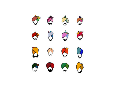 Turbans of India design icons illustrations india procreate turban