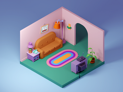 Simpsons living room 3d blender blender 3d cartoon illustration isometric living room simpsons sofa